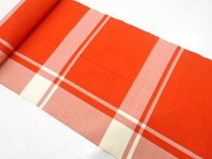 アンティーク　縞に横段模様織り出し　八寸帯地反物